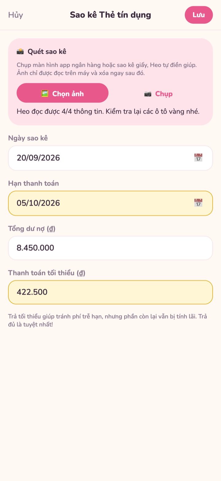 Chụp sao kê, Heo tự điền